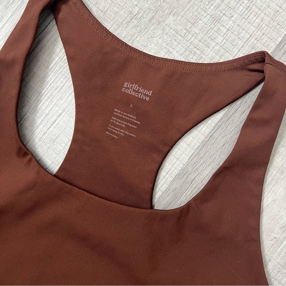 GIRLFRIEND COLLECTIVE Palona Bra Earth Brown Large - Picture 7 of 10